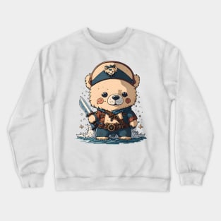 Kawaii Adorable Cartoon Pirate Polar Bear Design Crewneck Sweatshirt